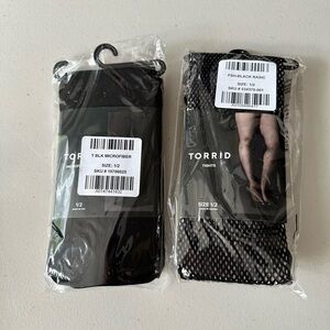 NWT Torrid Black Fishnet And Microfiber Tights Size 1/2X